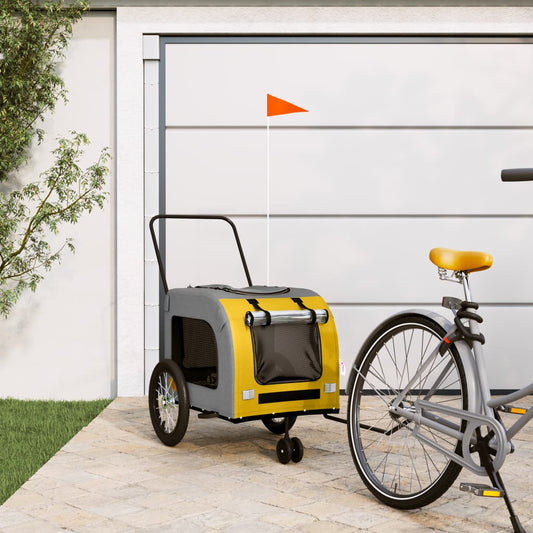 Hondenfietstrailer oxford stof en ijzer geel en grijs is nu te koop bij PeponiXL, paradijselijk wonen!