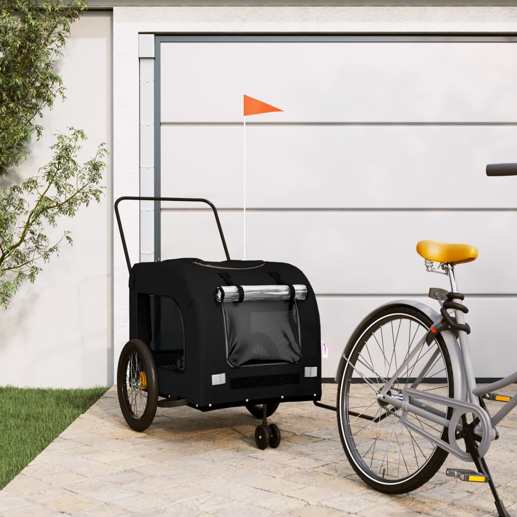 Hondenfietstrailer oxford stof en ijzer zwart is nu te koop bij PeponiXL, paradijselijk wonen!