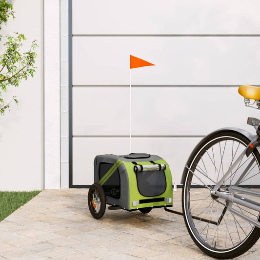 Hondenfietstrailer oxford stof en ijzer groen en grijs is nu te koop bij PeponiXL, paradijselijk wonen!