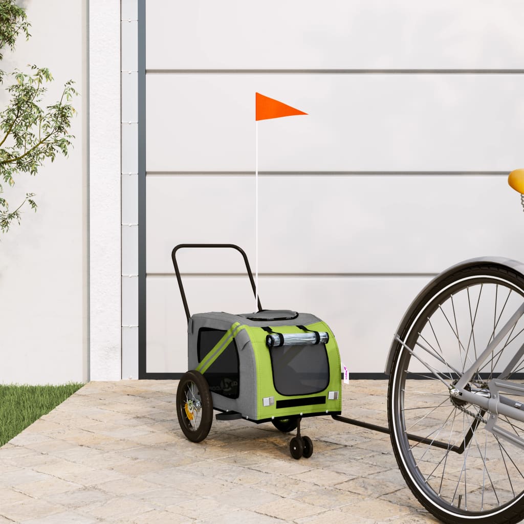 Hondenfietstrailer oxford stof en ijzer groen en zwart is nu te koop bij PeponiXL, paradijselijk wonen!