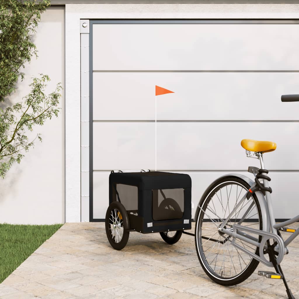 Hondenfietstrailer oxford stof en ijzer zwart is nu te koop bij PeponiXL, paradijselijk wonen!