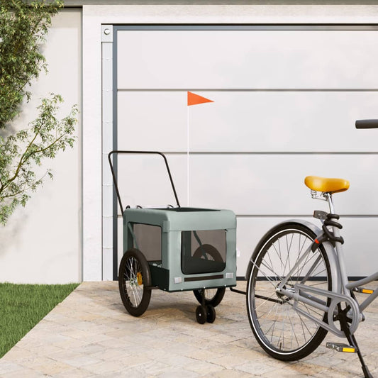Hondenfietstrailer oxford stof en ijzer grijs en zwart is nu te koop bij PeponiXL, paradijselijk wonen!