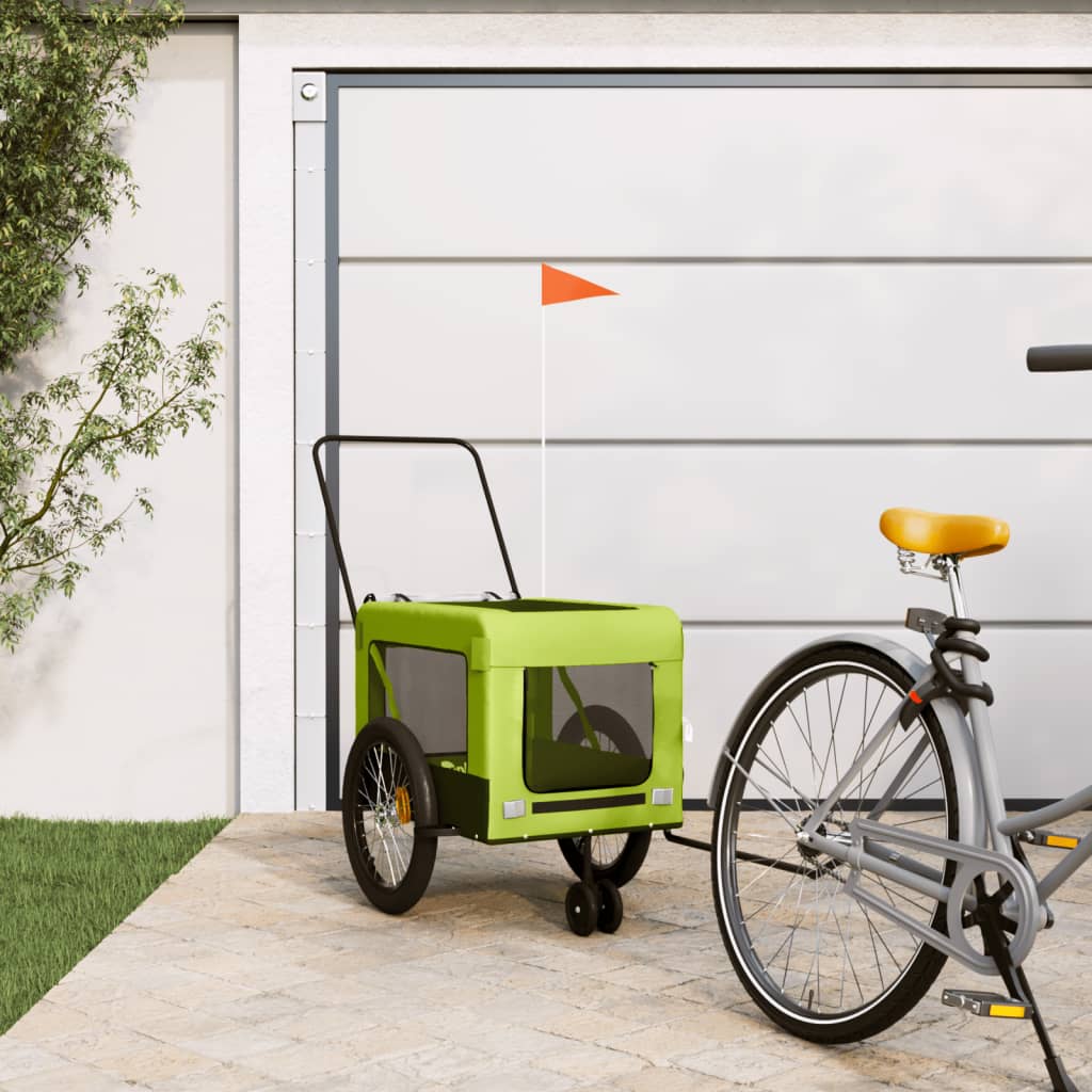 Hondenfietstrailer oxford stof en ijzer groen en zwart is nu te koop bij PeponiXL, paradijselijk wonen!
