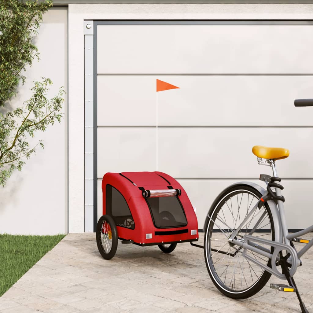 Hondenfietstrailer oxford stof en ijzer rood is nu te koop bij PeponiXL, paradijselijk wonen!