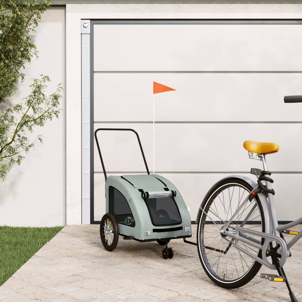 Hondenfietstrailer oxford stof en ijzer grijs is nu te koop bij PeponiXL, paradijselijk wonen!