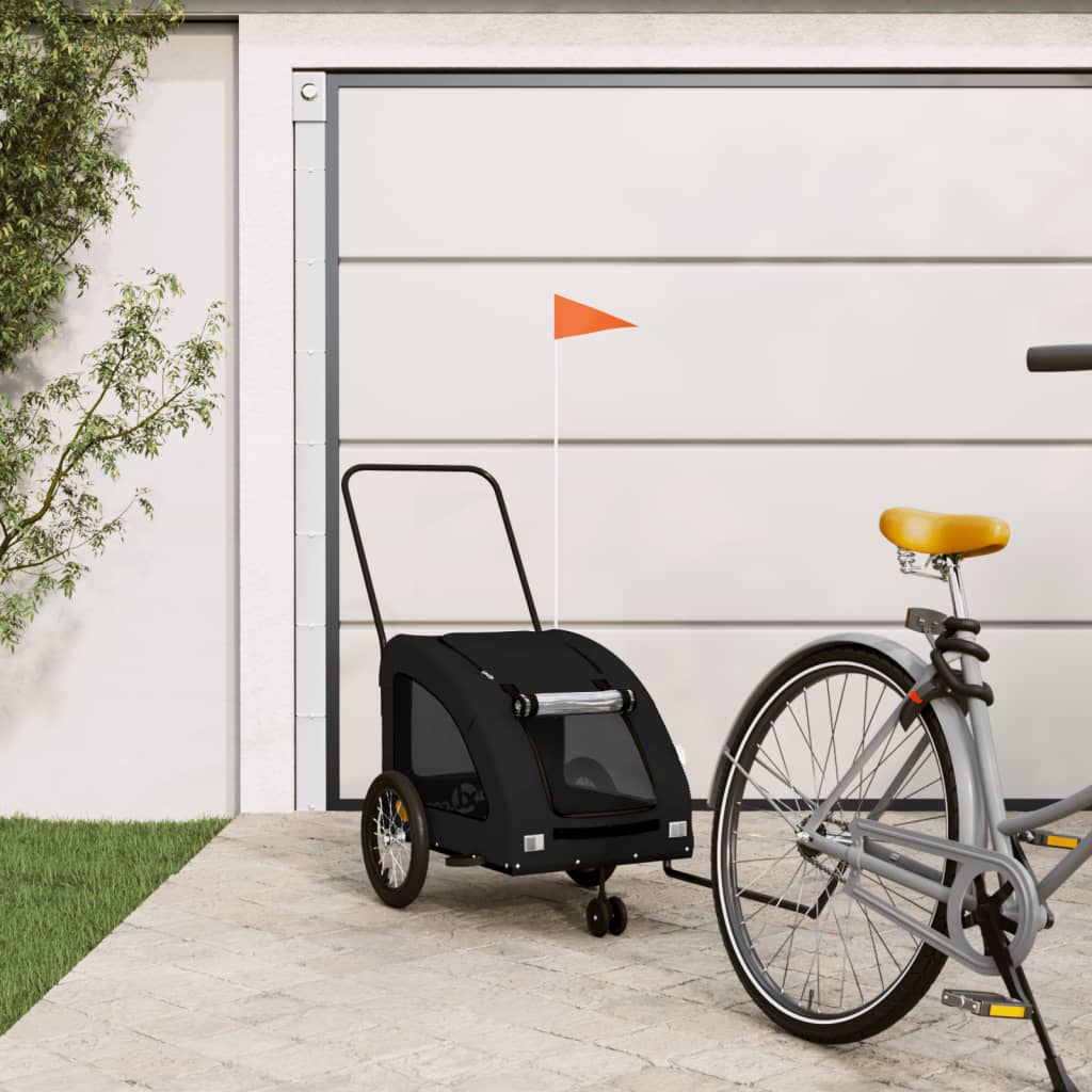 Hondenfietstrailer oxford stof en ijzer zwart is nu te koop bij PeponiXL, paradijselijk wonen!
