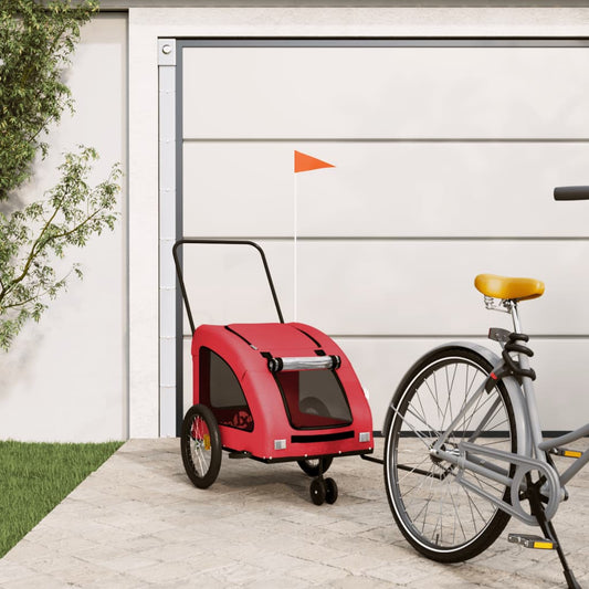 Hondenfietstrailer oxford stof en ijzer rood is nu te koop bij PeponiXL, paradijselijk wonen!