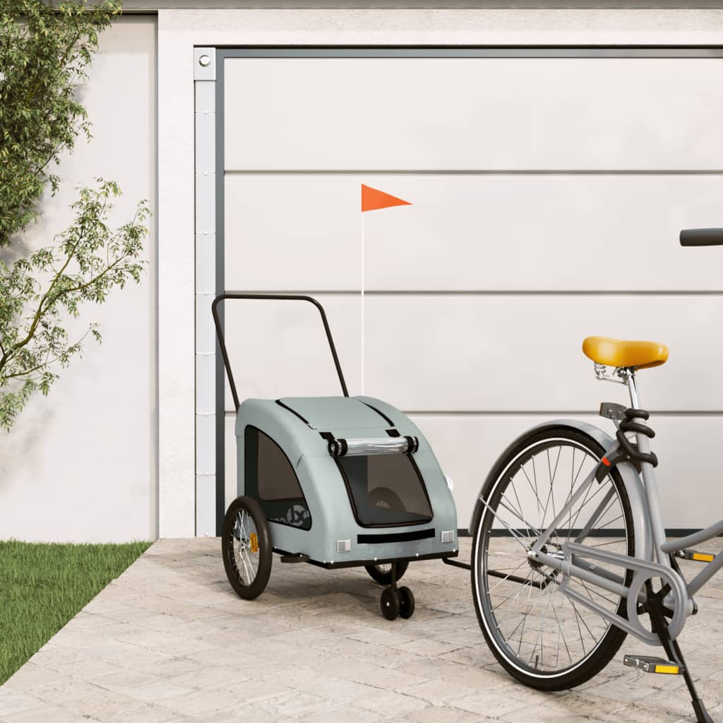 Hondenfietstrailer oxford stof en ijzer grijs is nu te koop bij PeponiXL, paradijselijk wonen!