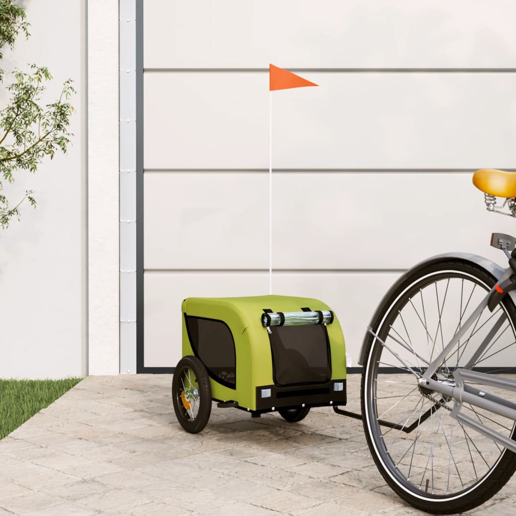 Hondenfietstrailer oxford stof en ijzer groen en zwart is nu te koop bij PeponiXL, paradijselijk wonen!