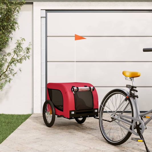 Hondenfietstrailer oxford stof en ijzer rood en zwart is nu te koop bij PeponiXL, paradijselijk wonen!