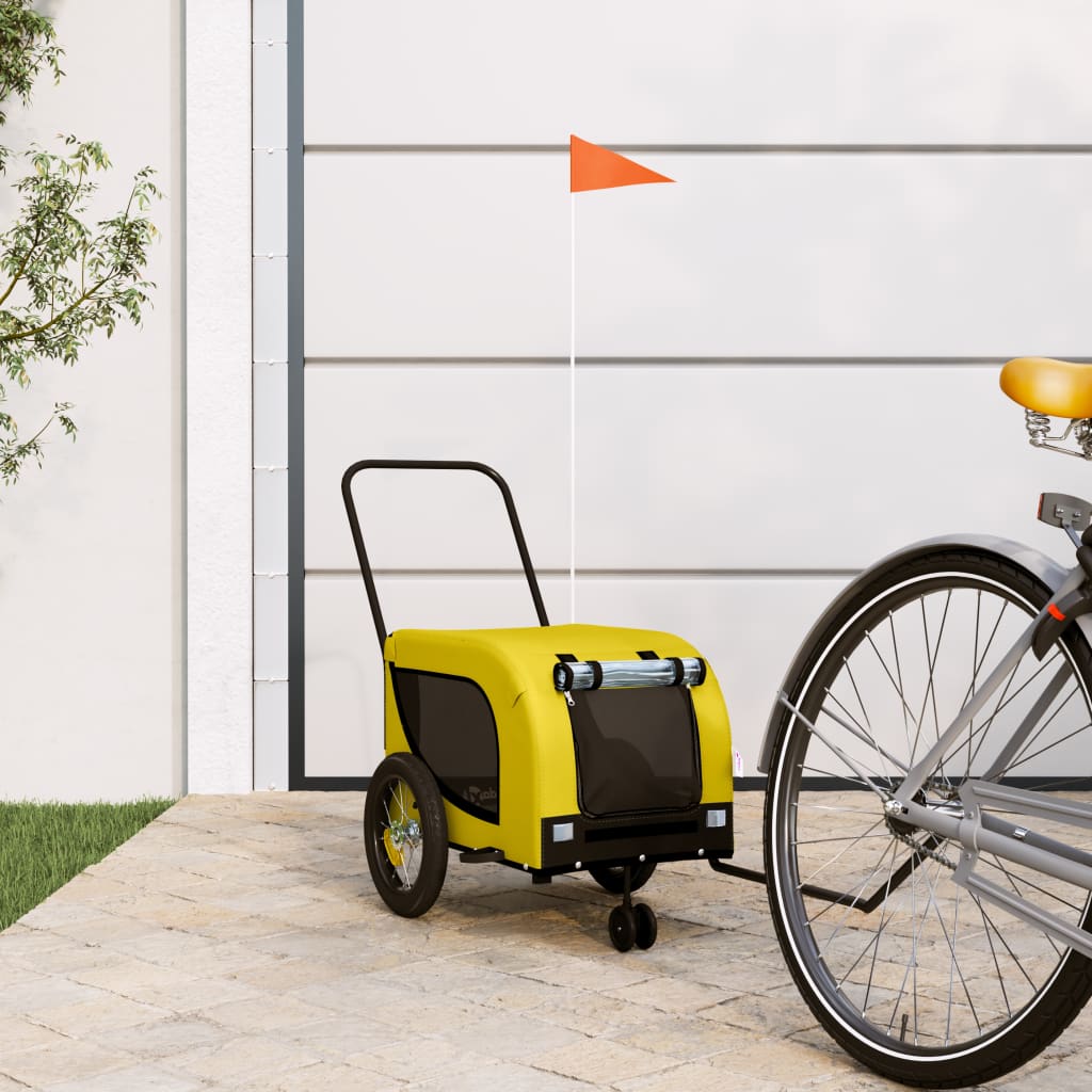 Hondenfietstrailer oxford stof en ijzer geel en zwart is nu te koop bij PeponiXL, paradijselijk wonen!