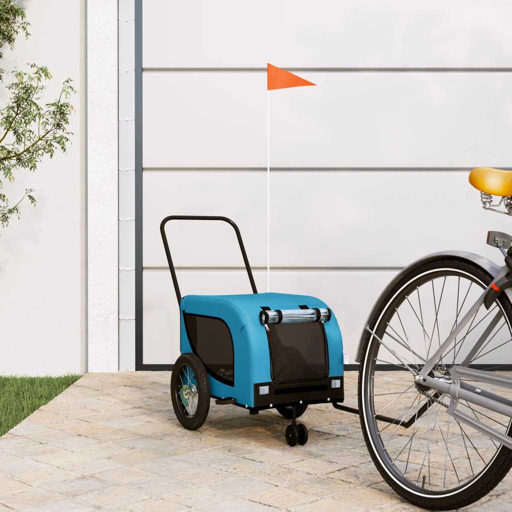 Hondenfietstrailer oxford stof en ijzer blauw en zwart is nu te koop bij PeponiXL, paradijselijk wonen!