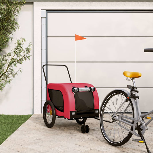 Hondenfietstrailer oxford stof en ijzer rood en zwart is nu te koop bij PeponiXL, paradijselijk wonen!