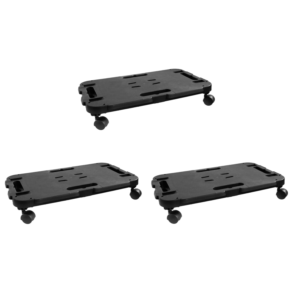 Transporttrolleys 3 st 200 kg polypropeen zwart is nu te koop bij PeponiXL, paradijselijk wonen!