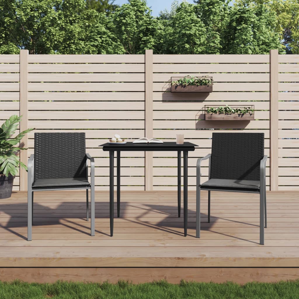Tuinstoelen 2 st met kussens 56x59x84 cm poly rattan zwart is nu te koop bij PeponiXL, paradijselijk wonen!