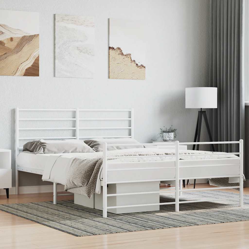 Bedframe met hoofd- en voeteneinde metaal wit 140x200 cm is nu te koop bij PeponiXL, paradijselijk wonen!