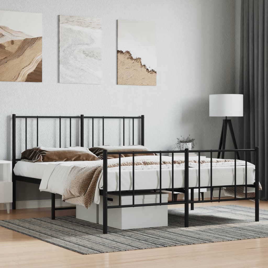 Bedframe met hoofd- en voeteneinde metaal zwart 150x200 cm is nu te koop bij PeponiXL, paradijselijk wonen!