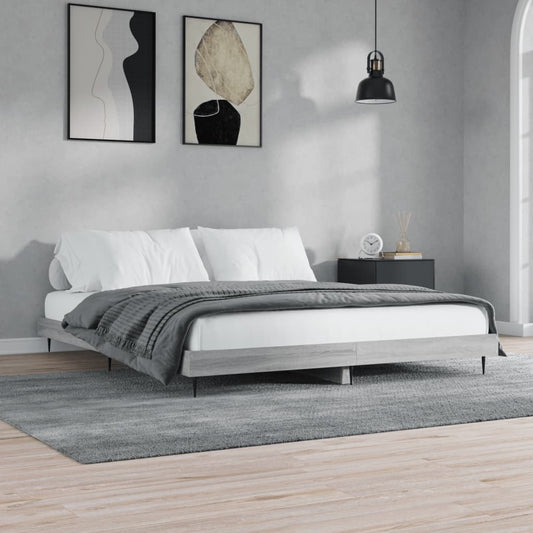 Bedframe zonder matras 160x200 cm spaanplaat grijs Sonoma is nu te koop bij PeponiXL, paradijselijk wonen!