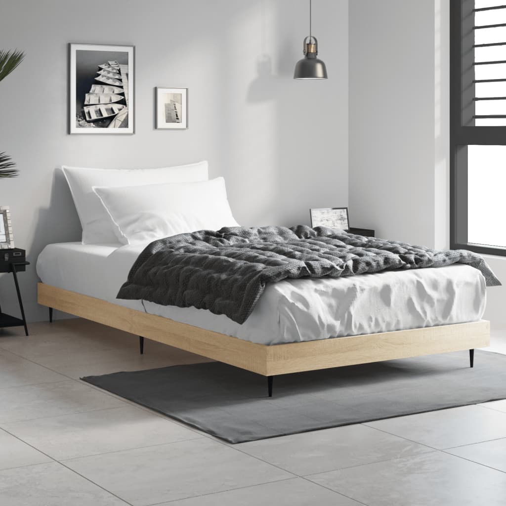 Bedframe zonder matras hout sonoma eikenkleurig 100x200 cm is nu te koop bij PeponiXL, paradijselijk wonen!