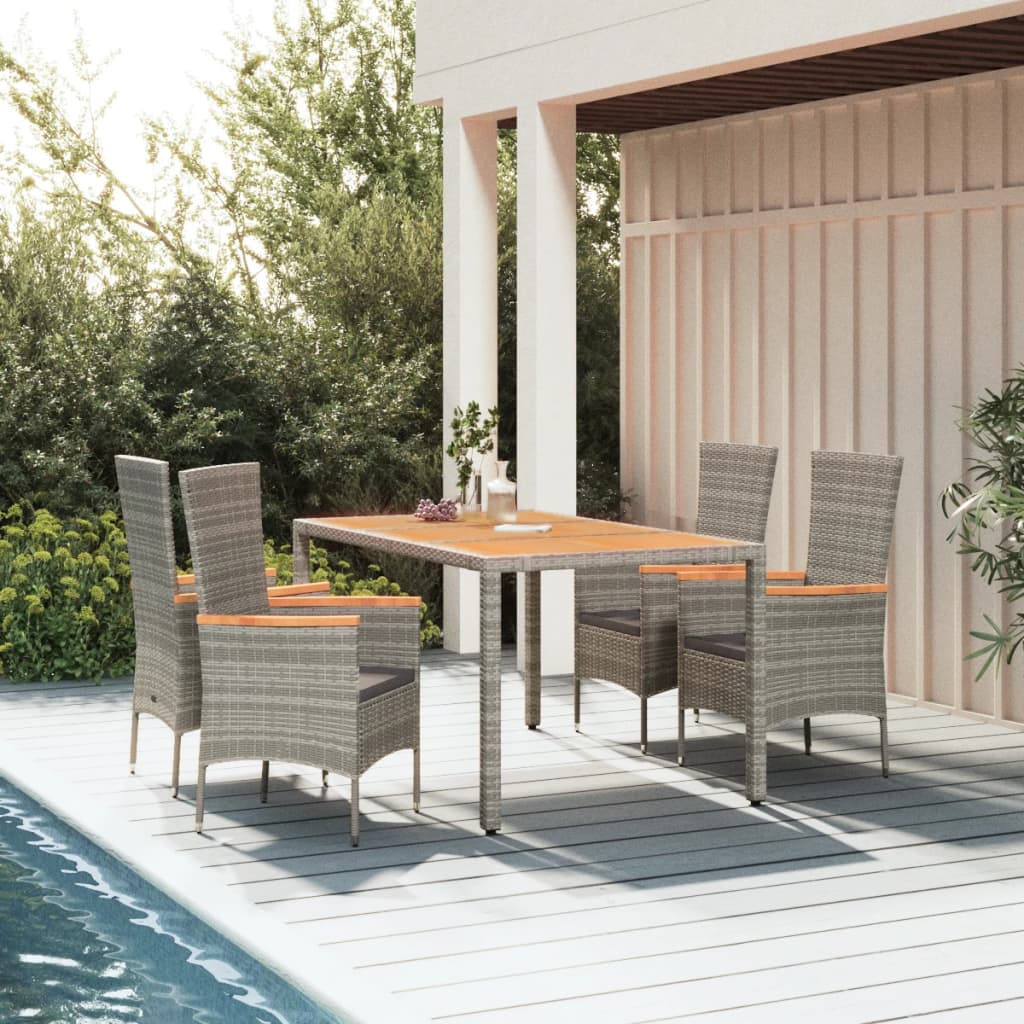 5-delige Tuinset met kussens poly rattan grijs is nu te koop bij PeponiXL, paradijselijk wonen!