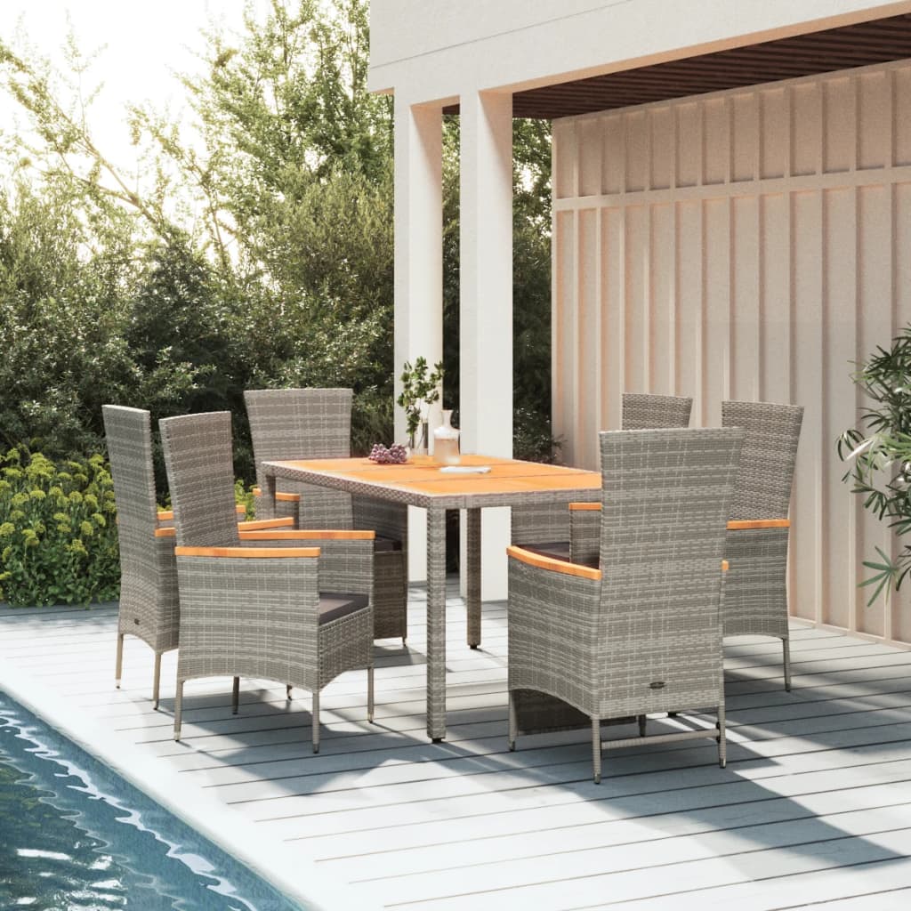 7-delige Tuinset met kussens poly rattan grijs is nu te koop bij PeponiXL, paradijselijk wonen!