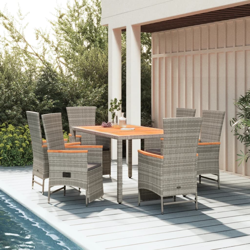 7-delige Tuinset met kussens poly rattan grijs is nu te koop bij PeponiXL, paradijselijk wonen!