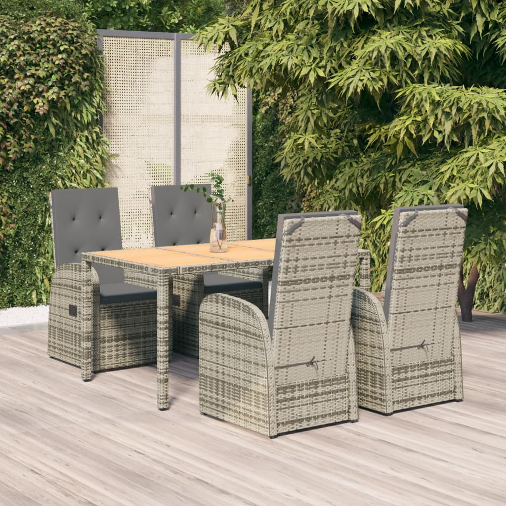 5-delige Tuinset met kussens poly rattan grijs is nu te koop bij PeponiXL, paradijselijk wonen!