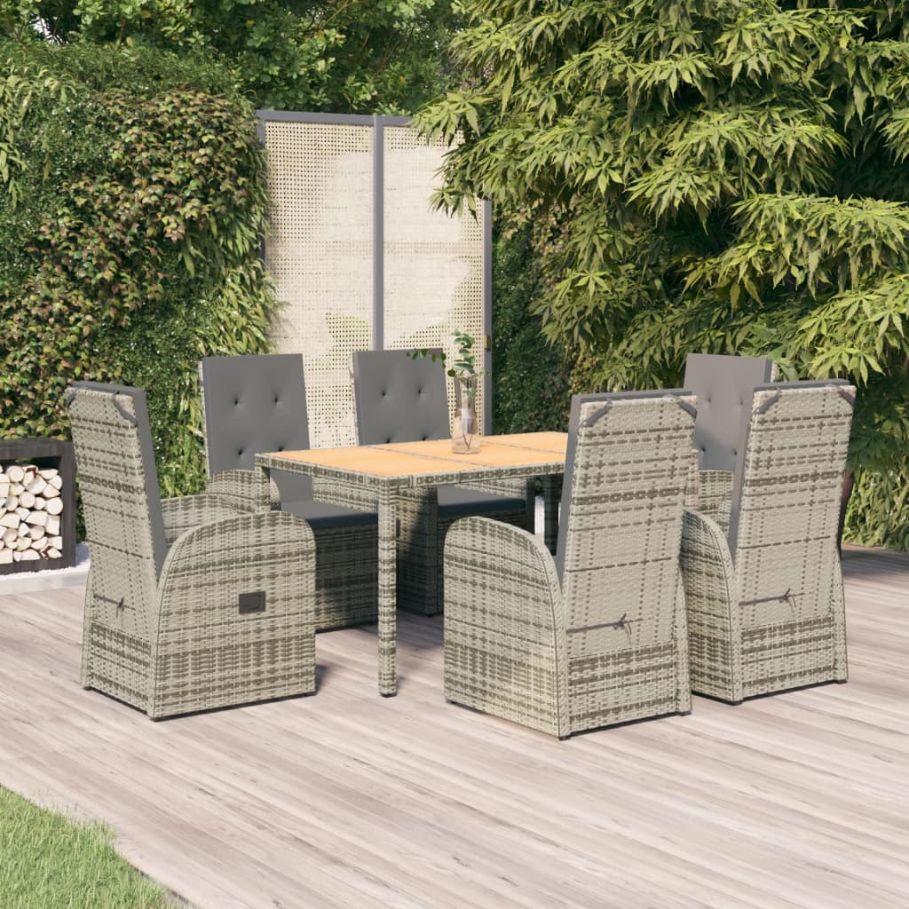 7-delige Tuinset met kussens poly rattan grijs is nu te koop bij PeponiXL, paradijselijk wonen!