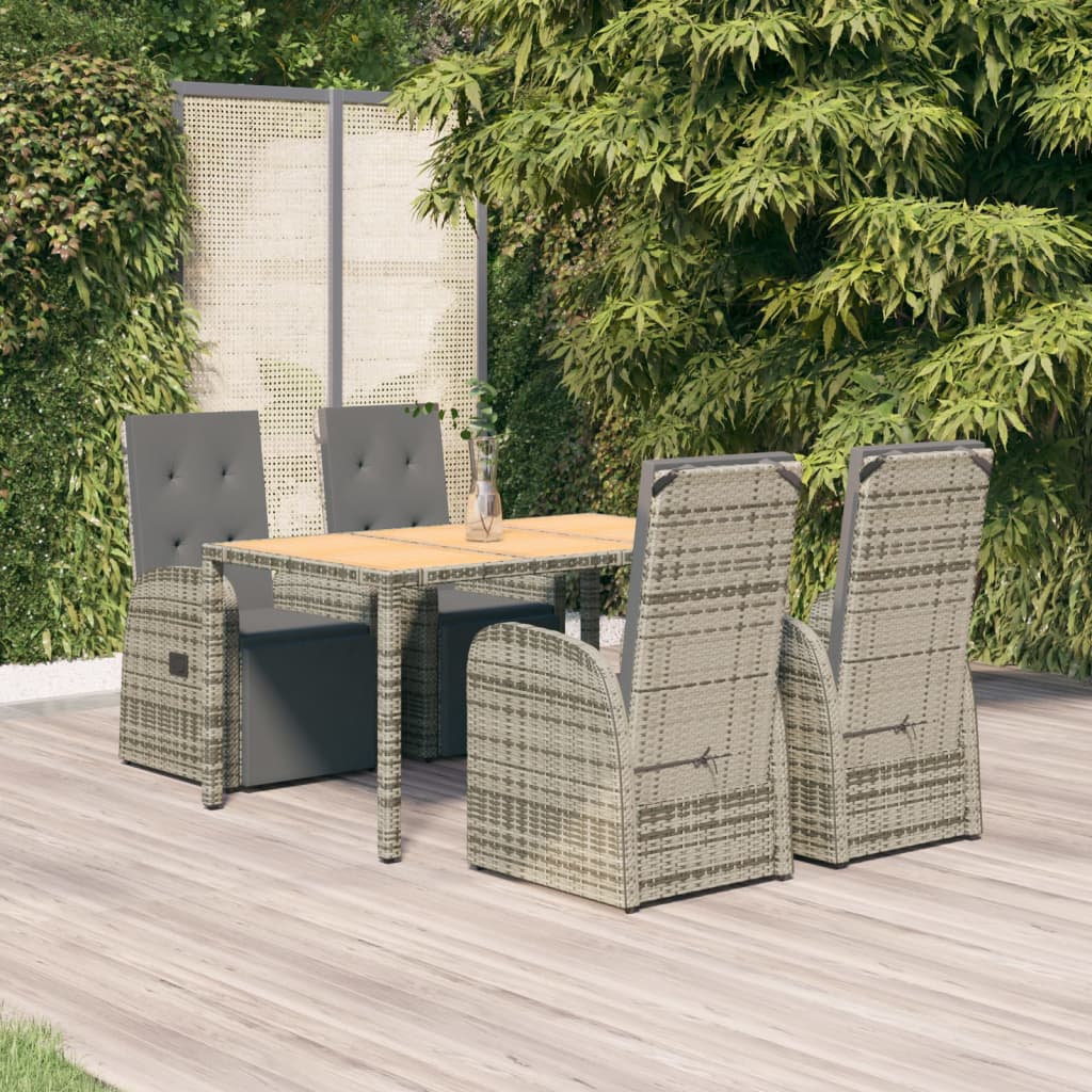 5-delige Tuinset met kussens poly rattan grijs is nu te koop bij PeponiXL, paradijselijk wonen!