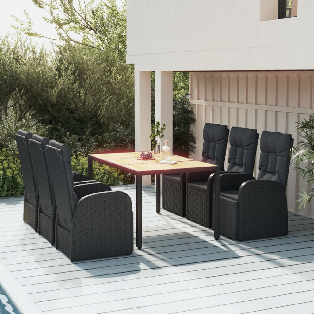 7-delige Tuinset met kussens poly rattan zwart is nu te koop bij PeponiXL, paradijselijk wonen!
