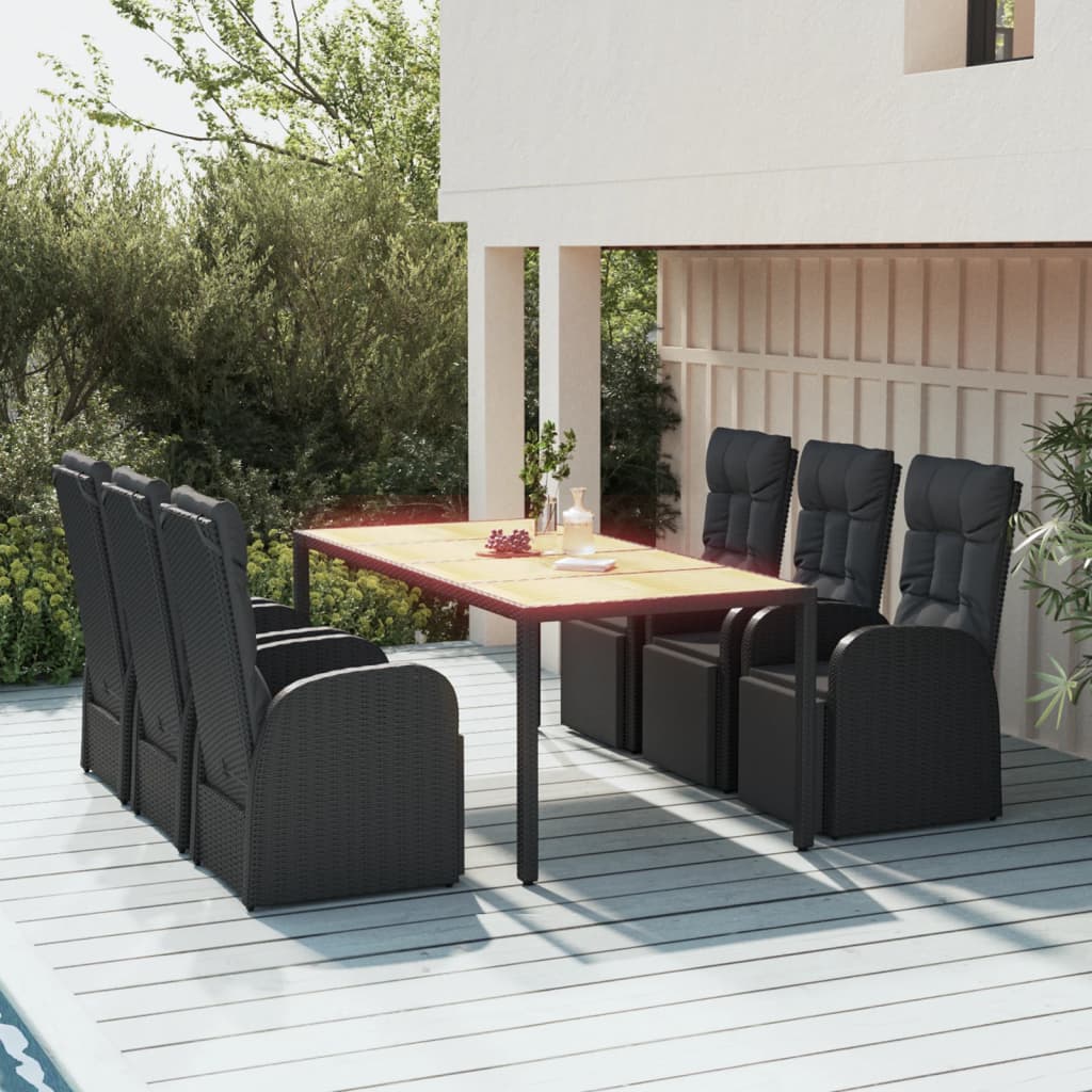 7-delige Tuinset poly rattan en massief acaciahout zwart is nu te koop bij PeponiXL, paradijselijk wonen!