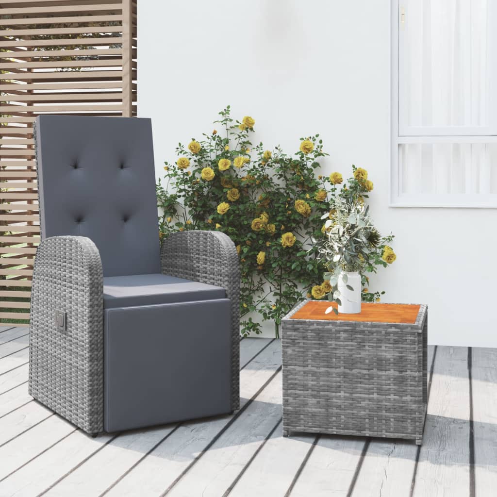 2-delige Loungeset poly rattan en massief acaciahout grijs is nu te koop bij PeponiXL, paradijselijk wonen!