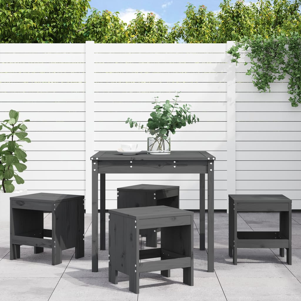 5-delige Tuinset massief grenenhout grijs is nu te koop bij PeponiXL, paradijselijk wonen!
