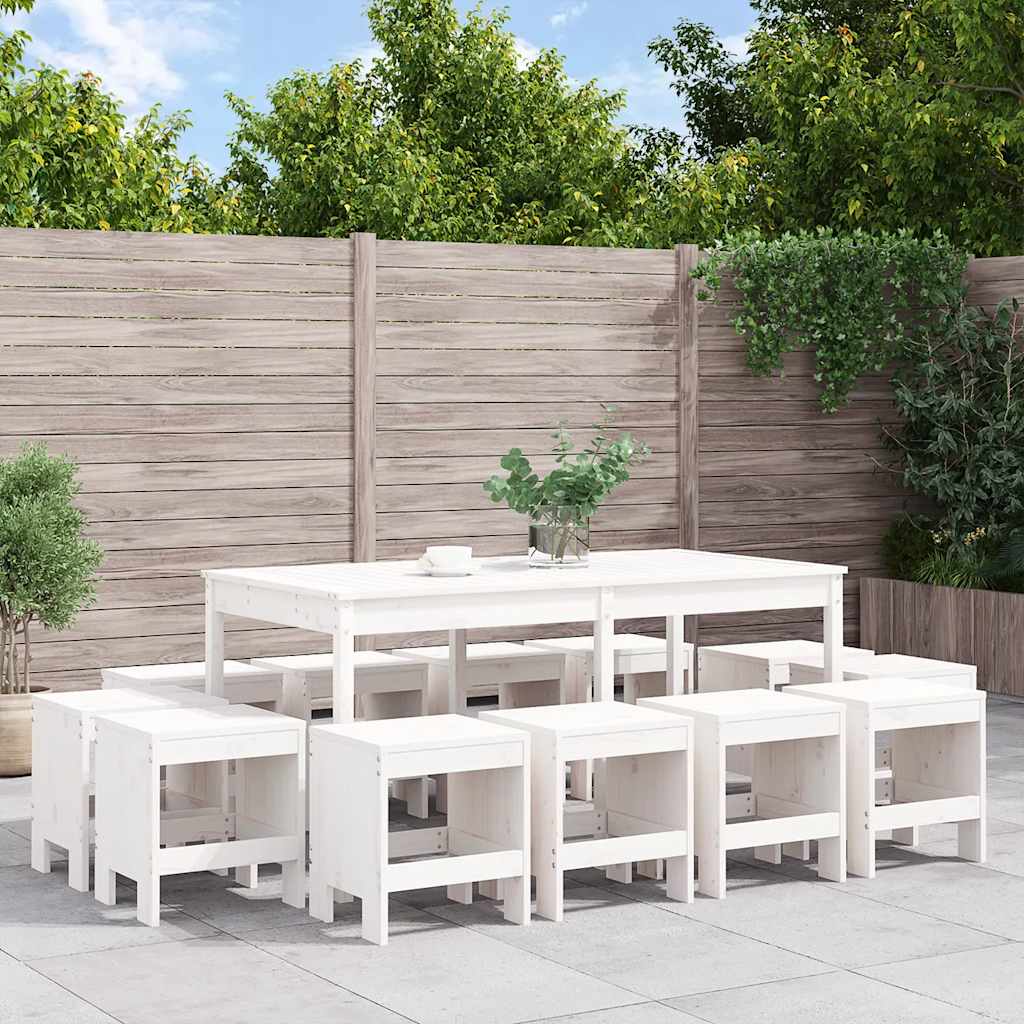 vidaXL 13-delige Tuinset massief grenenhout wit