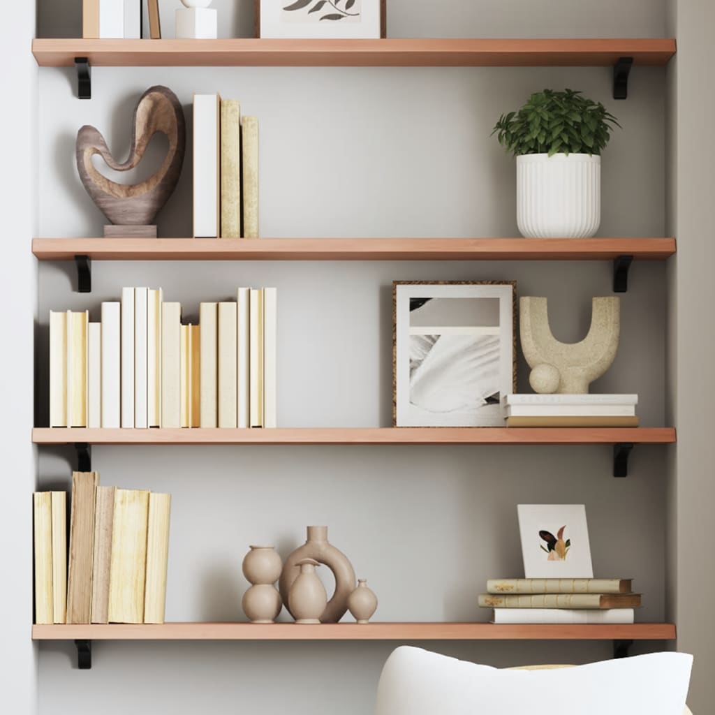 Wandschap 100x20x2 cm behandeld massief eikenhout lichtbruin is nu te koop bij PeponiXL, paradijselijk wonen!