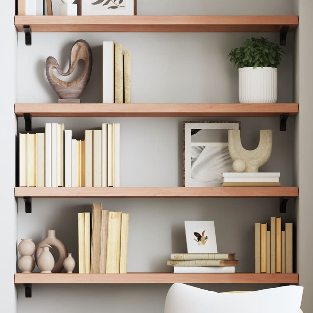 Wandschap 100x30x(2-4)cm behandeld massief eikenhout lichtbruin is nu te koop bij PeponiXL, paradijselijk wonen!