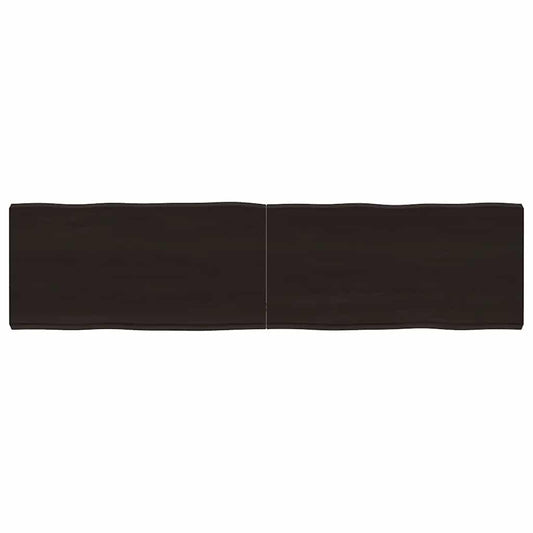 Tafelblad natuurlijke rand 160x40x(2-6)cm eikenhout donkerbruin is nu te koop bij PeponiXL, paradijselijk wonen!