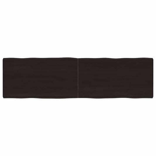 Tafelblad natuurlijke rand 180x50x(2-6)cm eikenhout donkerbruin is nu te koop bij PeponiXL, paradijselijk wonen!