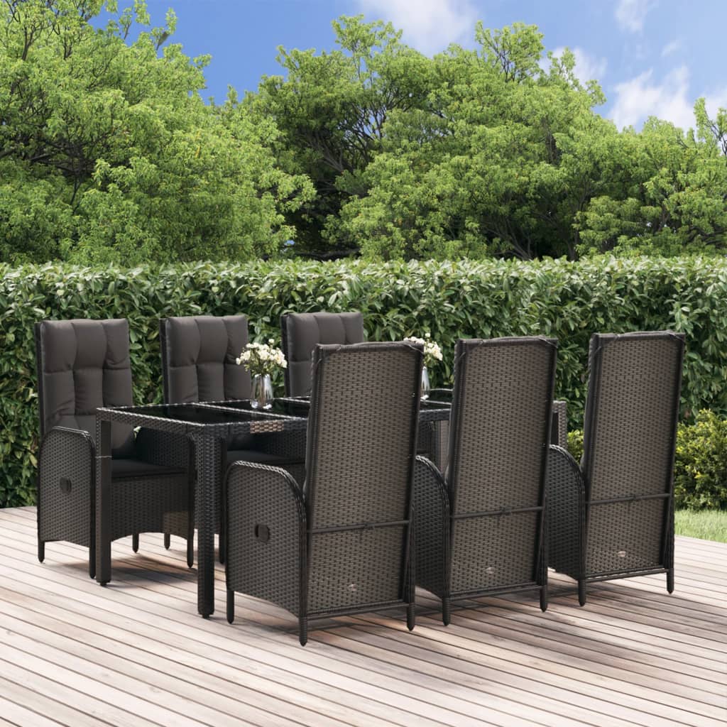 7-delige Tuinset met kussens poly rattan zwart en grijs is nu te koop bij PeponiXL, paradijselijk wonen!