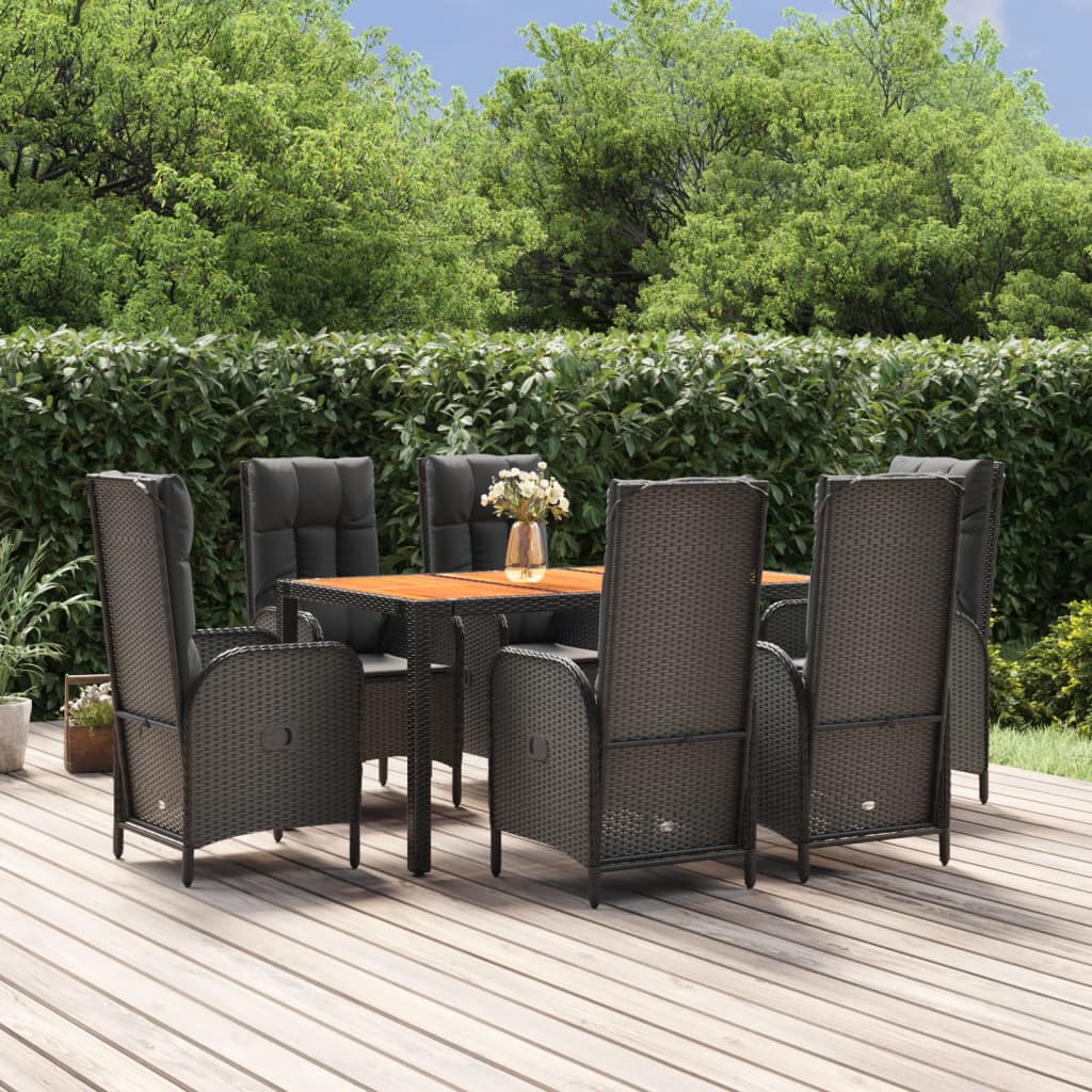7-delige Tuinset met kussens poly rattan zwart is nu te koop bij PeponiXL, paradijselijk wonen!