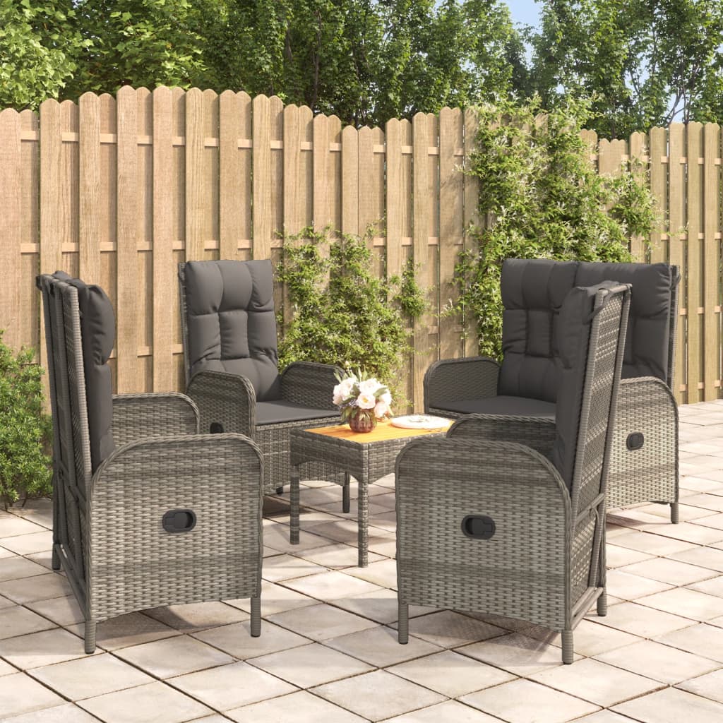 5-delige Tuinset met kussens poly rattan grijs is nu te koop bij PeponiXL, paradijselijk wonen!