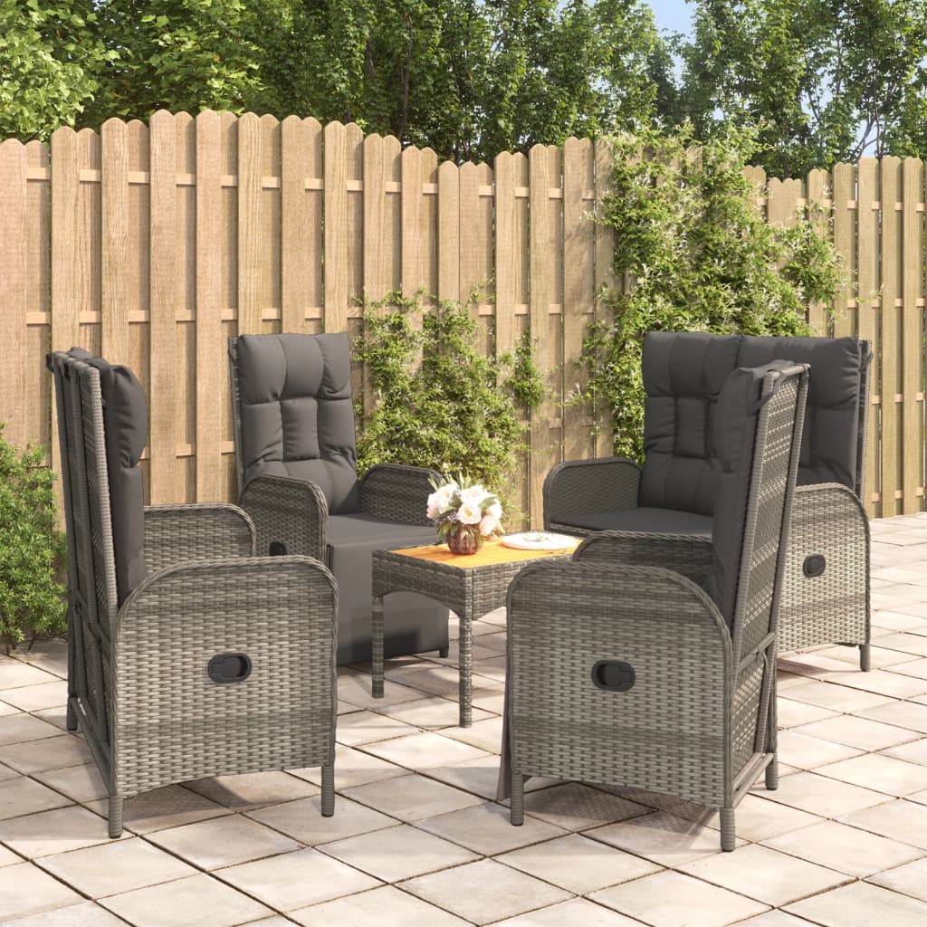 5-delige Tuinset met kussens poly rattan grijs is nu te koop bij PeponiXL, paradijselijk wonen!