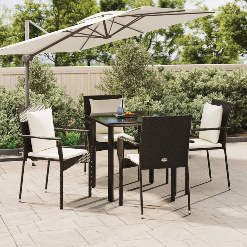 5-delige Tuinset met kussens poly rattan zwart is nu te koop bij PeponiXL, paradijselijk wonen!