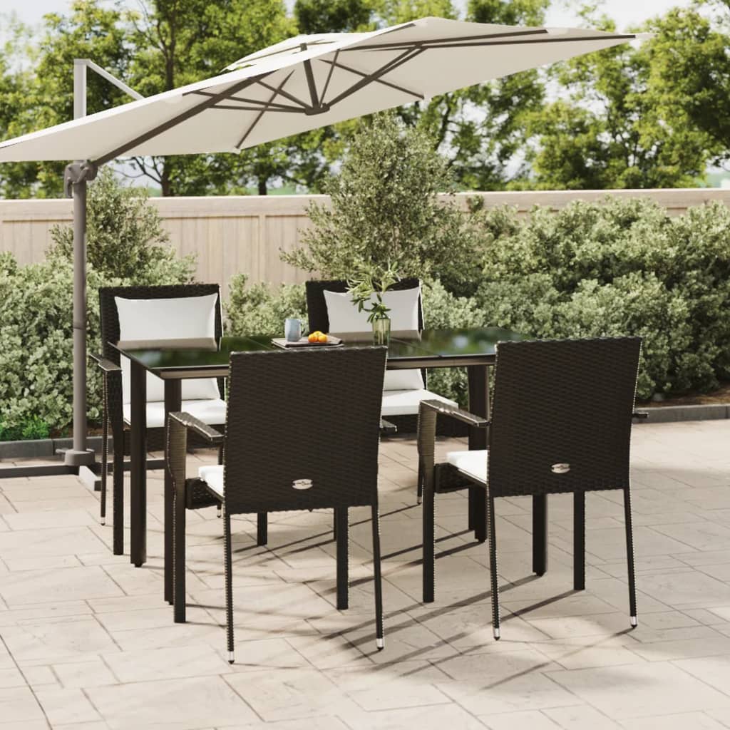 5-delige Tuinset met kussens poly rattan zwart is nu te koop bij PeponiXL, paradijselijk wonen!