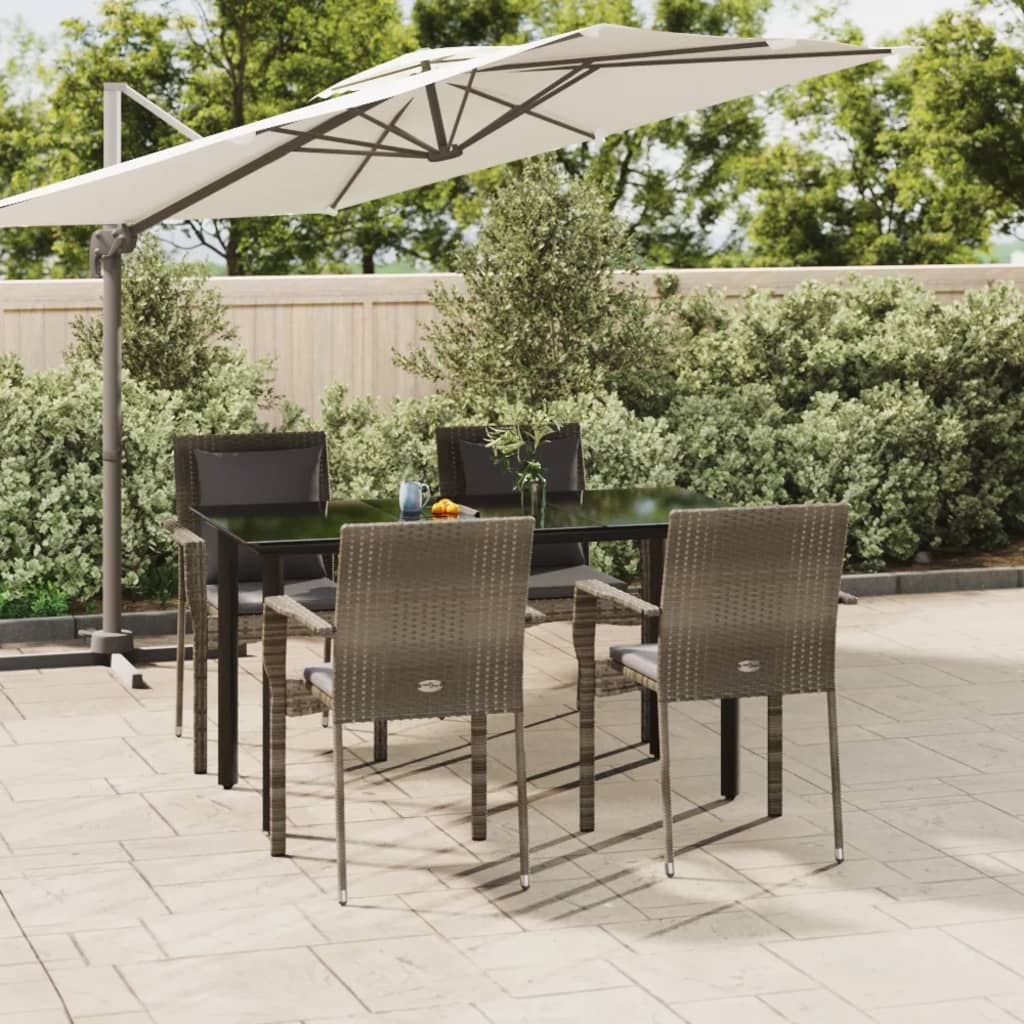 5-delige Tuinset met kussens poly rattan zwart en grijs is nu te koop bij PeponiXL, paradijselijk wonen!