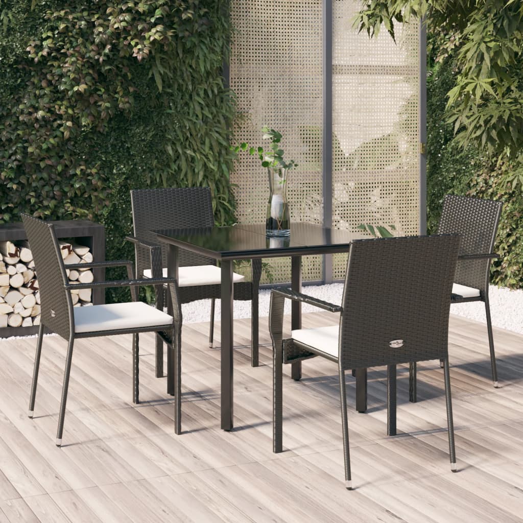 5-delige Tuinset met kussens poly rattan zwart is nu te koop bij PeponiXL, paradijselijk wonen!