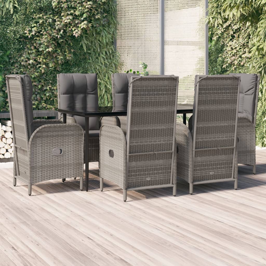 7-delige Tuinset met kussens poly rattan zwart en grijs is nu te koop bij PeponiXL, paradijselijk wonen!