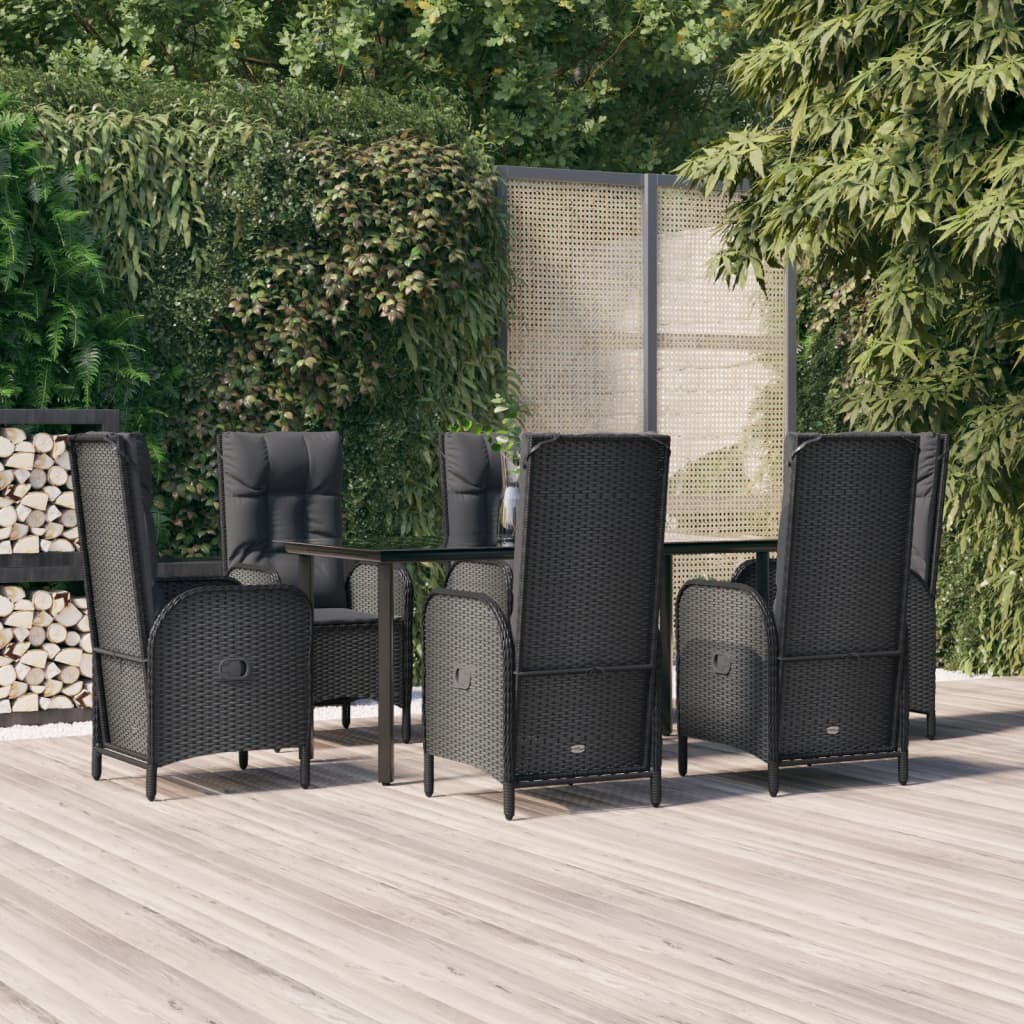 7-delige Tuinset met kussens poly rattan zwart is nu te koop bij PeponiXL, paradijselijk wonen!