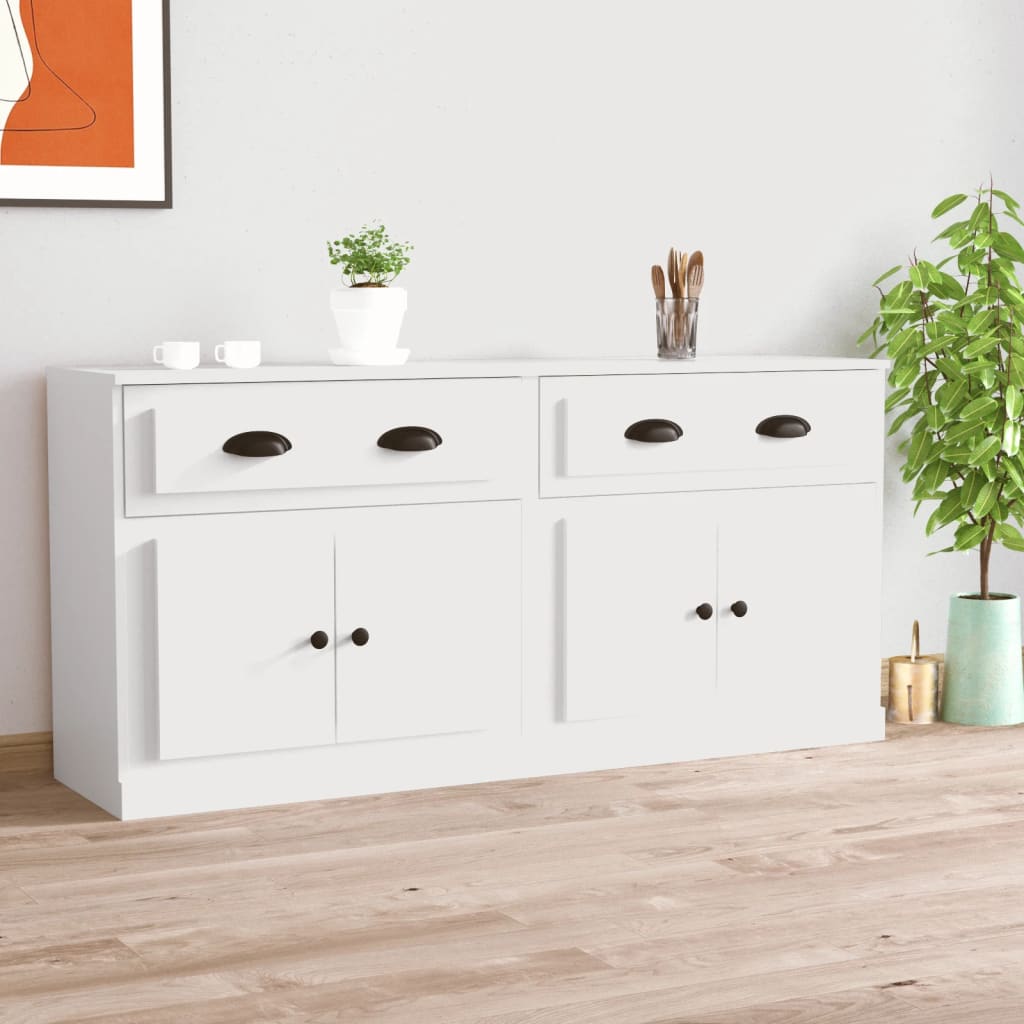 Dressoirs 2 st bewerkt hout wit is nu te koop bij PeponiXL, paradijselijk wonen!