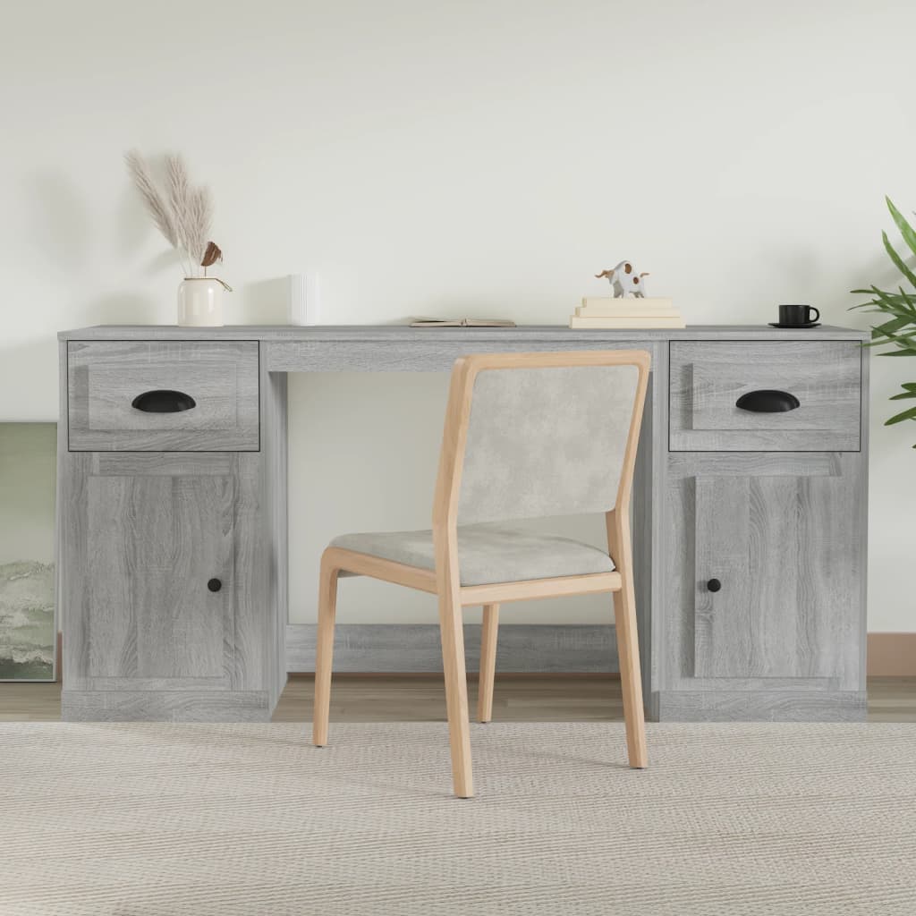Bureau met kast bewerkt hout grijs sonoma eikenkleurig is nu te koop bij PeponiXL, paradijselijk wonen!